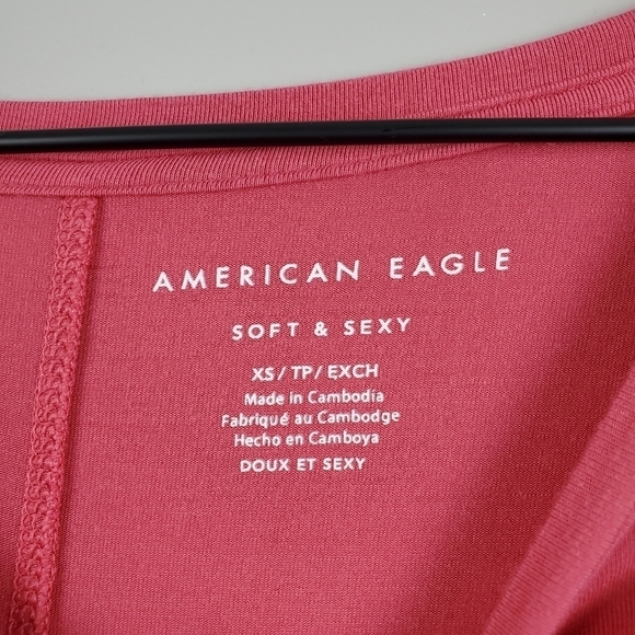 American Eagle Pink Coral Soft and Sexy Short Sleeve Tee XS - Picture 3 of 5